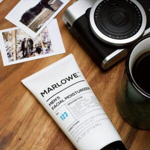 Marlowe No. 123 Facial Moisturizer. Hydrates, Restores, Soothes. So, you're tired of flaky, itchy, tight, dry skin? You've come to the right place. This lightweight, non-greasy Men's facial moisturizer is non-comedogenic, formulated to help protect your skin barrier while replenishing hydration. Formulated Without: Parabens, Phthalates, SLS, SLES & Gluten Vegan & Never Tested on Animals Made in the USA with Globally Sourced Ingredients.